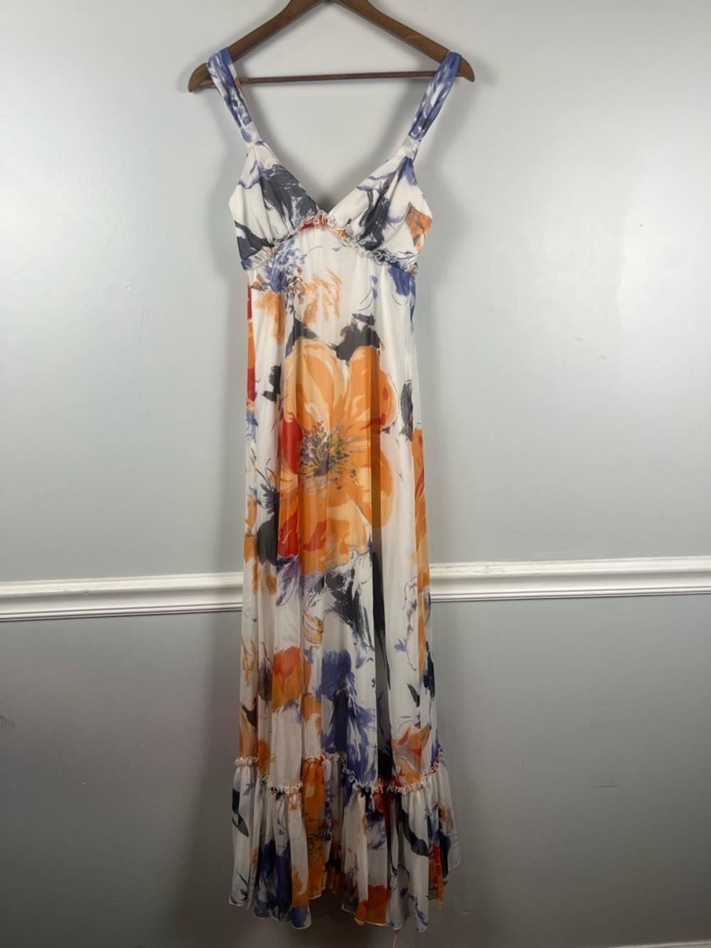 BCBGeneration ORANGE FLORAL-PRINT maxi DRESS size 0